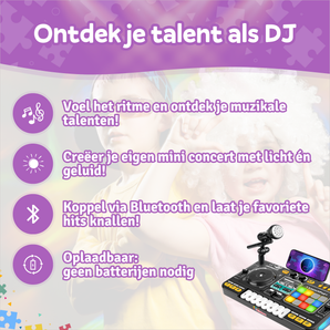 Set DJ pour enfants avec Bluetooth & microphone - Rechargeable
